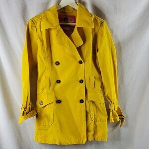 Vintage Fiorucci Women's Small Yellow Dbl-Breasted Trench Coat Bright Colorful
